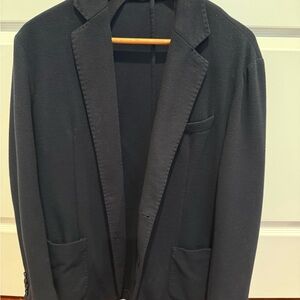 Elegant Navy Men's Blazer Knitted Fabric Size 54EU
